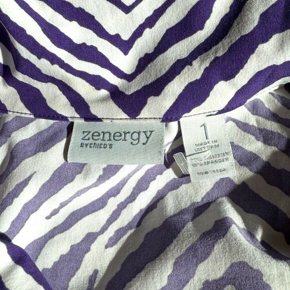 Chicos Zenergy Women’s Neema Jacket Purple Jasper Zhara Zebra Print - Picture 7 of 11